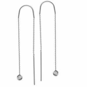 14k Diamond Stationary Threader Earrings